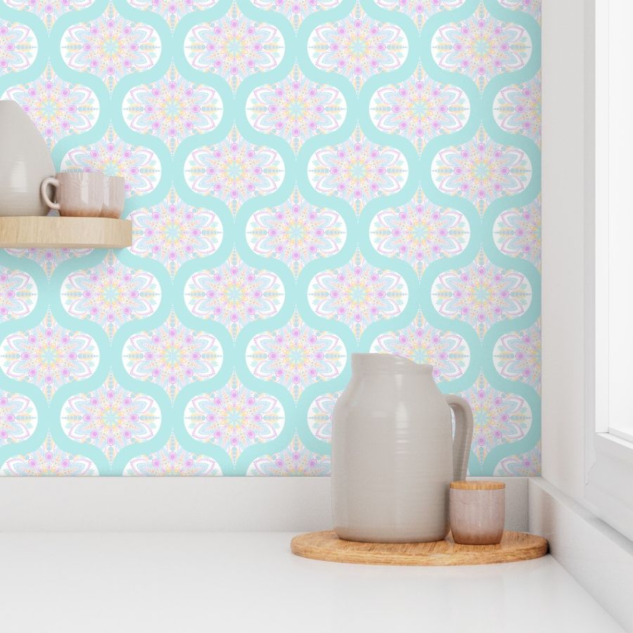 Small Pastel Rainbow Ice Cream Sundae Retro Ogee Mandala