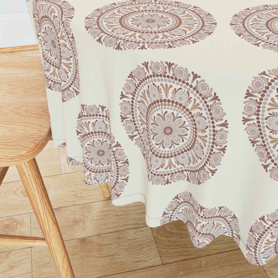 12” Warm Neutrals Cafe Ombre Polka Dot Mandala - Medium