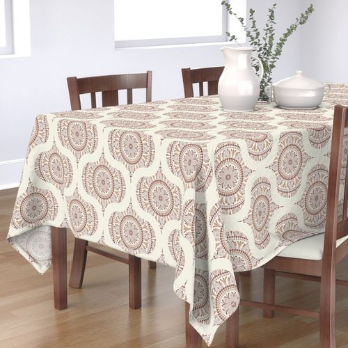 12” Warm Neutrals Cafe Ombre Dot Mandala Mid Mod Ogee - Medium