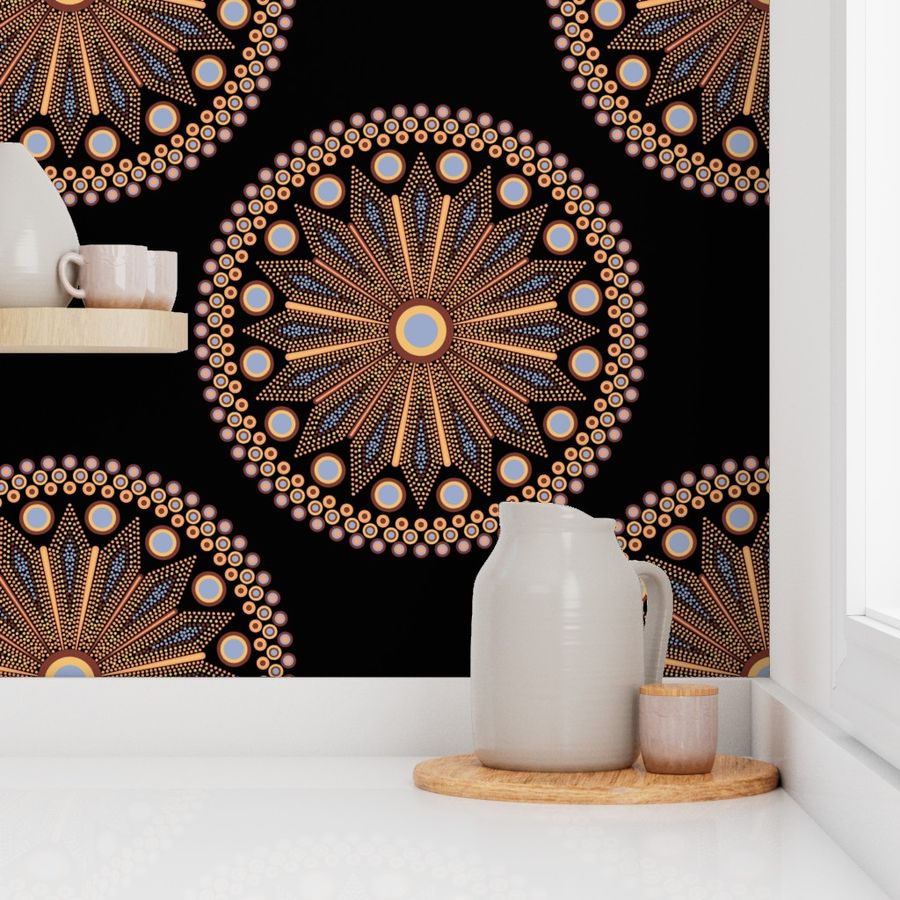 Large Safari Sunset Medicine Wheel Polka Dot Mandala
