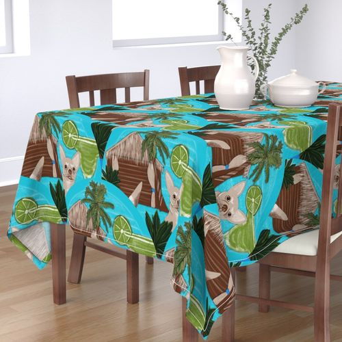 24” Chihuahuas Cabanas And Cocktails Art Deco Scallop - Large