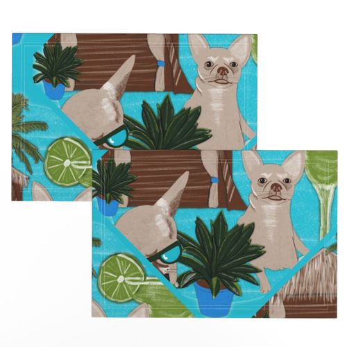 24” Chihuahuas Cabanas And Cocktails Diamond Tile - Large