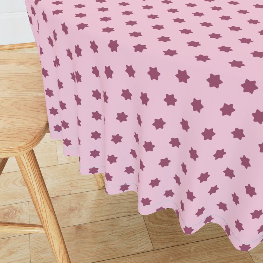 Geometric Dusky Rose Red Violet Six Pointed Stars On Cherry Blossom
