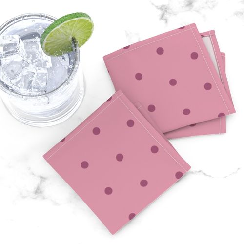 Geometric Dusky Rose Red Violet Polka Dots On Sea Pink