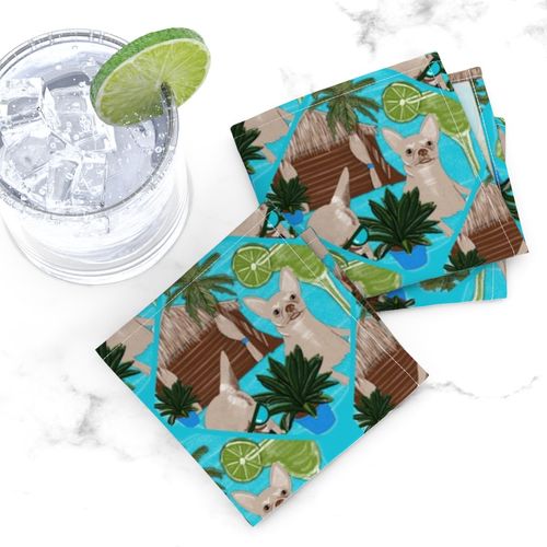 6” Chihuahuas Cabanas And Cocktails Diamond Tile - Small