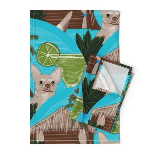 24” Chihuahuas Cabanas And Cocktails Art Deco Scallop - Large