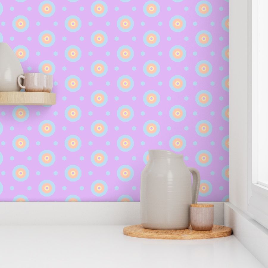 Geometric Pastel Rainbow Colorful Bullseyes And Hexagons