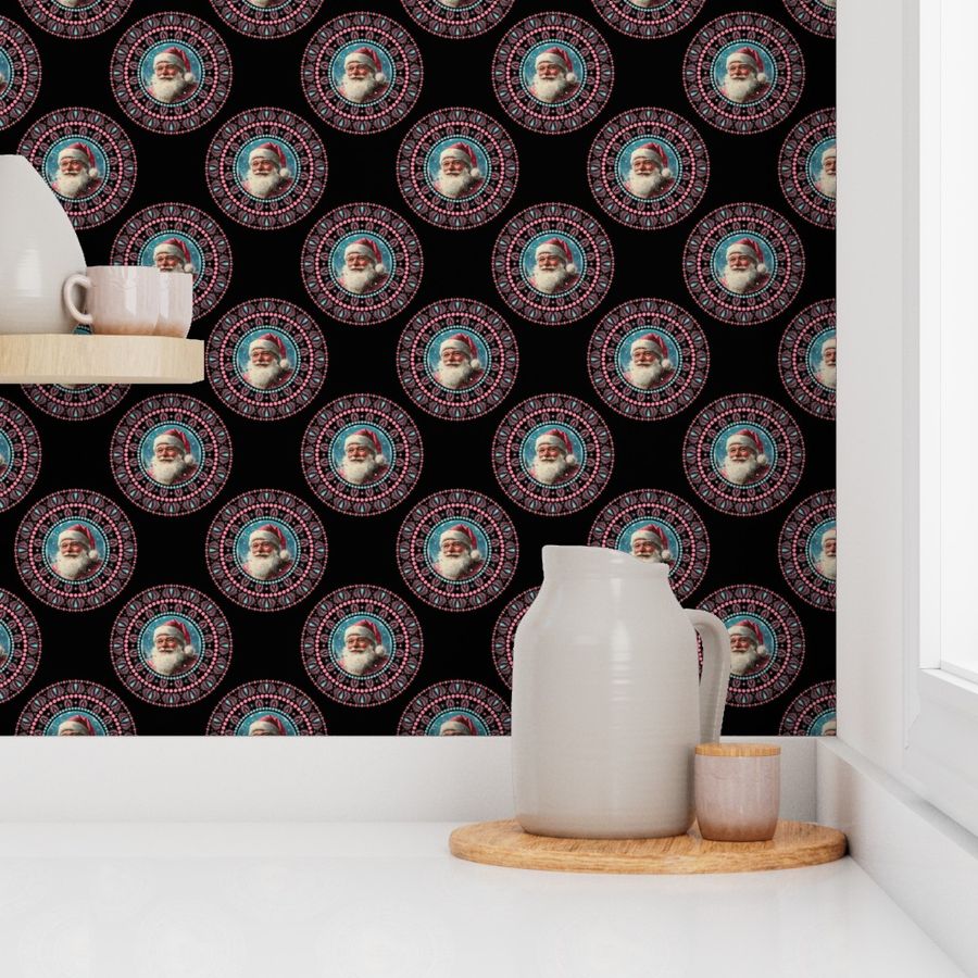 Small Retro Santa Polka Dot Mandala