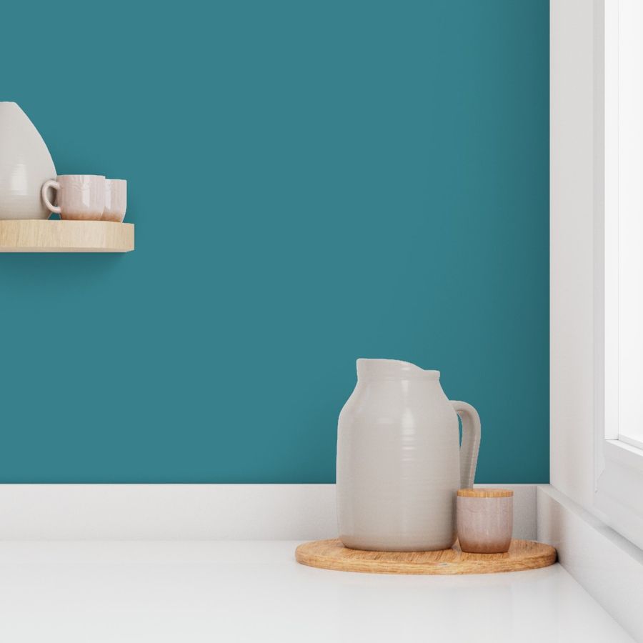 Teal Blue Retro Santa Matching Solid