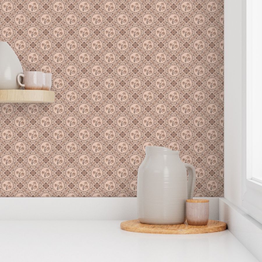 Ditsy Mocha Rococo Revival Pantone Relaxed Elegance Diamond Tile