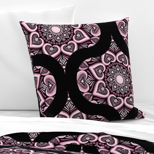 24” Dusky Rose Hearts Forever Dot Mandala Ogee - Large