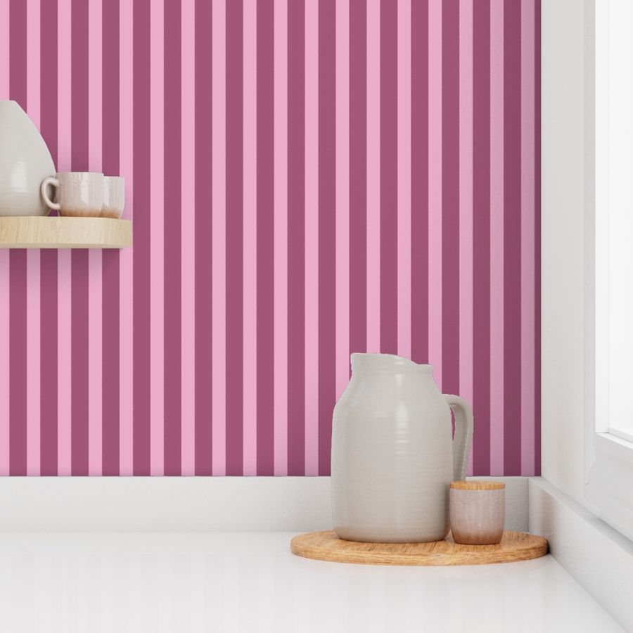 Geometric Dusky Rose Red Violet & Lilac Sachet Vertical Stripes