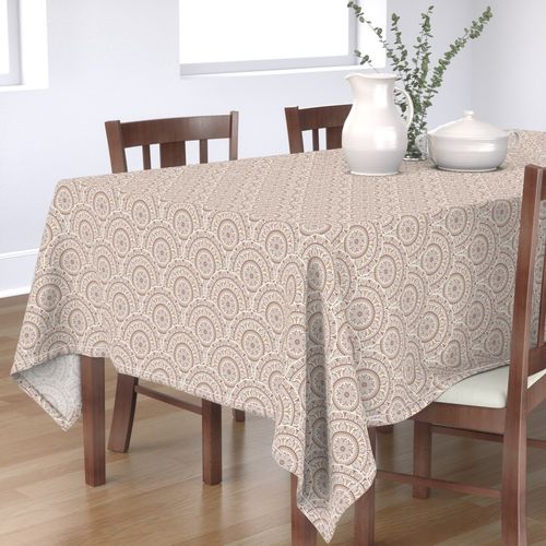 6” Warm Neutrals Cafe Ombre Dot Mandala Art Deco Scallop - Small