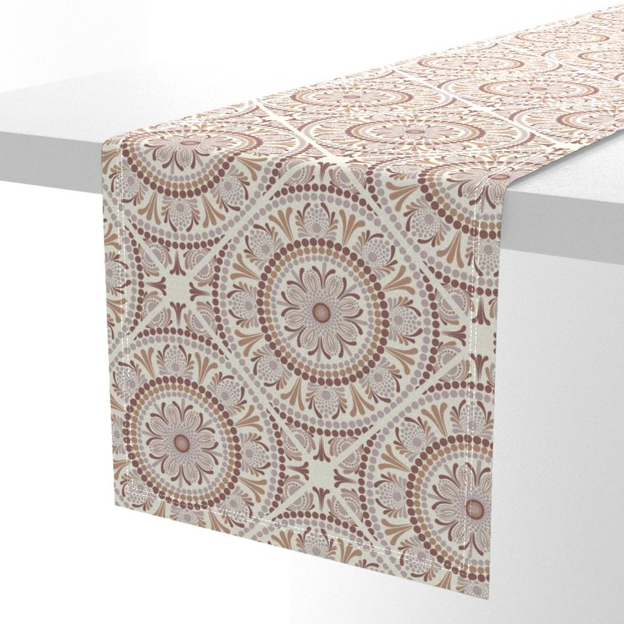 12” Warm Neutrals Cafe Ombre Dot Mandala Diamond Tile - Medium