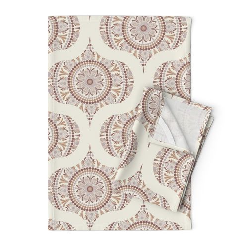 12” Warm Neutrals Cafe Ombre Dot Mandala Mid Mod Ogee - Medium