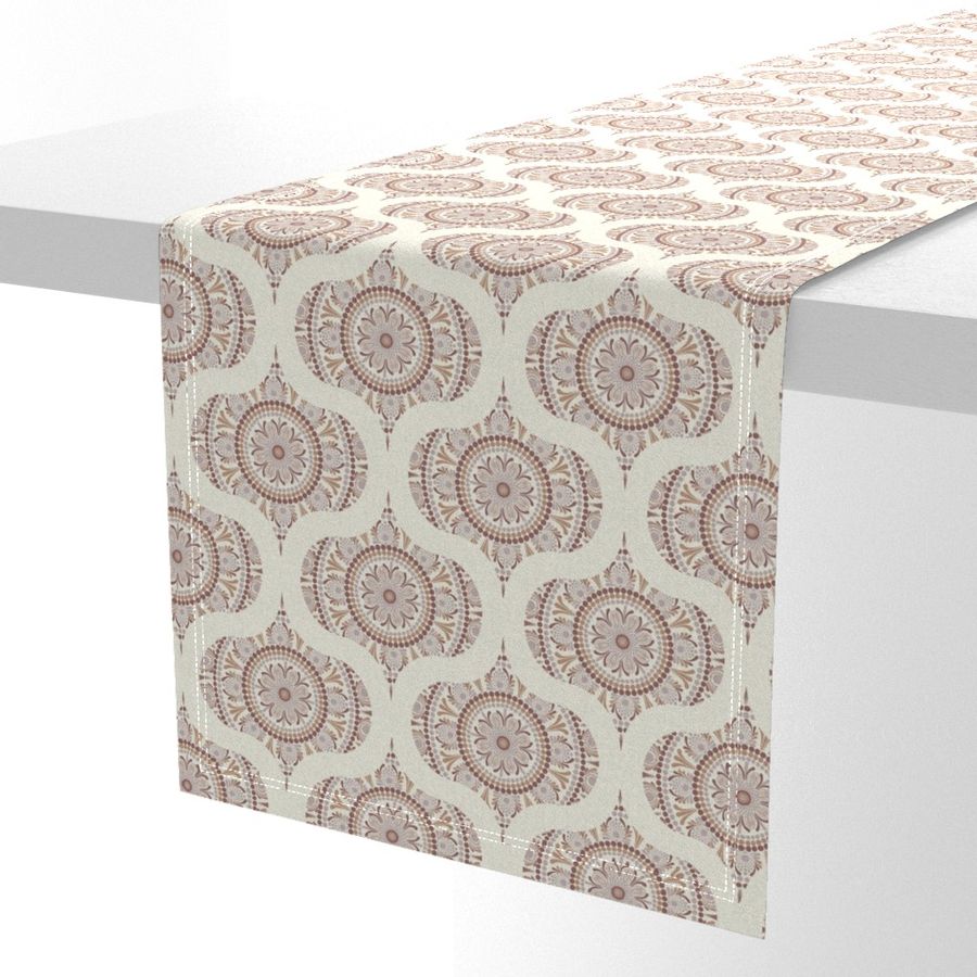 6” Warm Neutrals Cafe Ombre Dot Mandala Mid Mod Ogee - Small