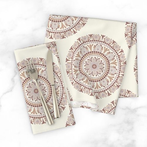 12” Warm Neutrals Cafe Ombre Polka Dot Mandala - Medium