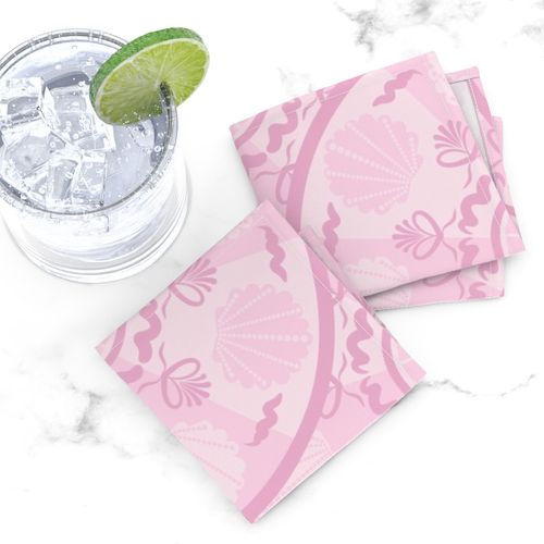 Large Dusky Rose Preppy In Pink Art Deco Fans