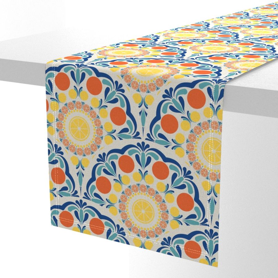 Medium Aegean Summer Oranges And Lemons Art Deco Scallop