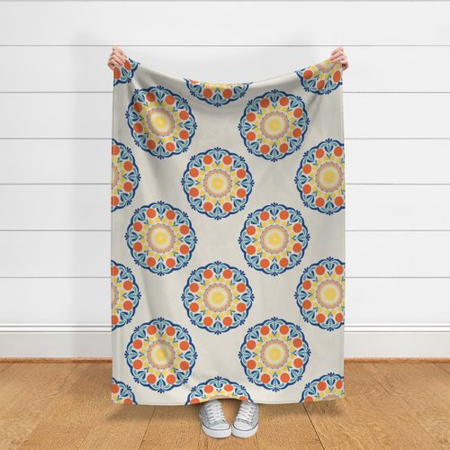Large Aegean Summer Oranges And Lemons Polka Dots