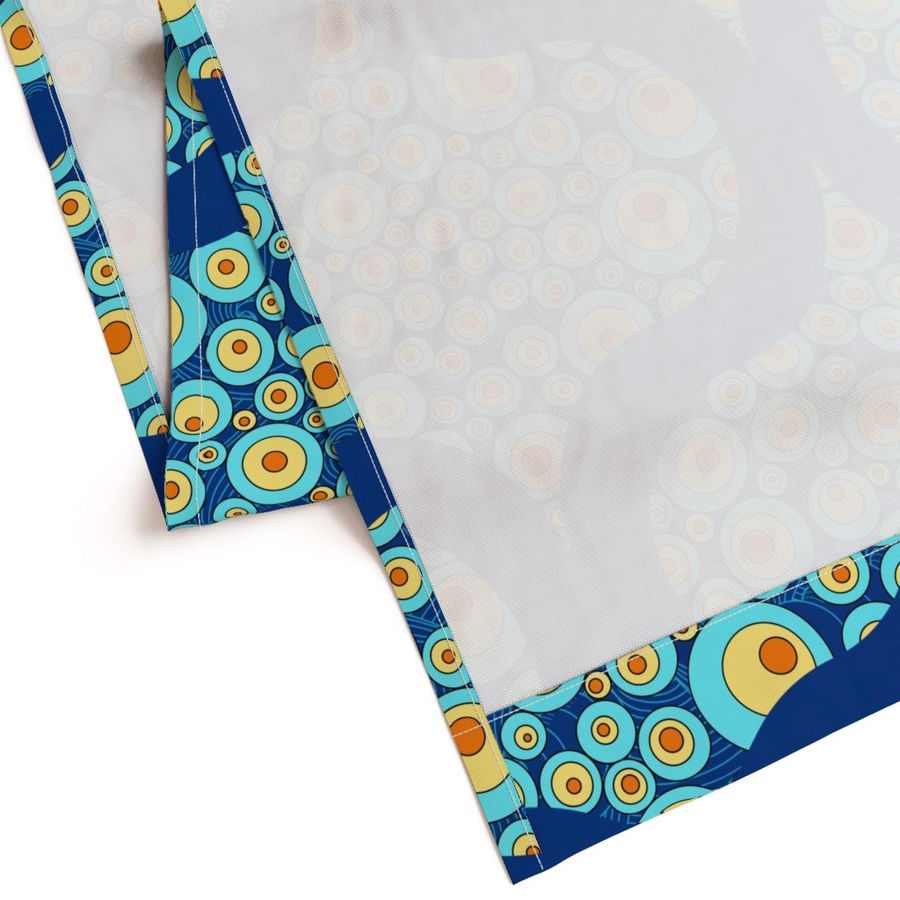 Large Starry Night On Sea Doodle Mid Mod Ogee