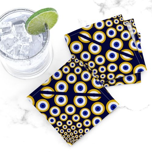 Medium We Are Watching You Navy And Gold Diamond Tile