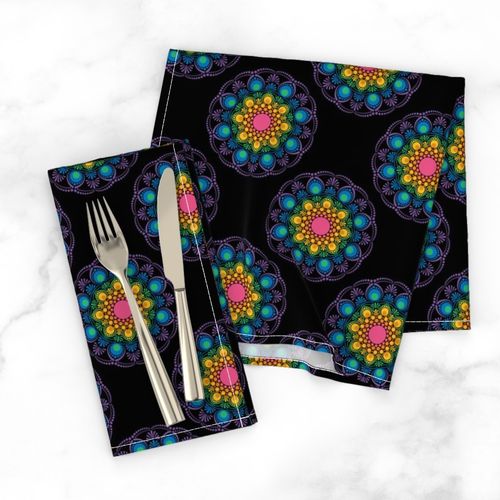Small Black Maximalist Rainbow Floral Fountain Polka Dots