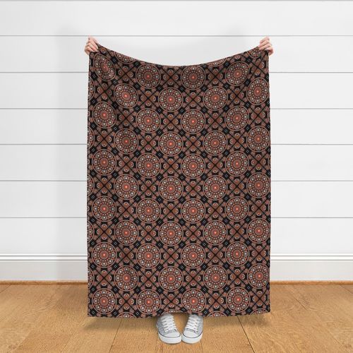 Medium Safari Sunset Bohemian Star Fall Diamond Tile Mandala