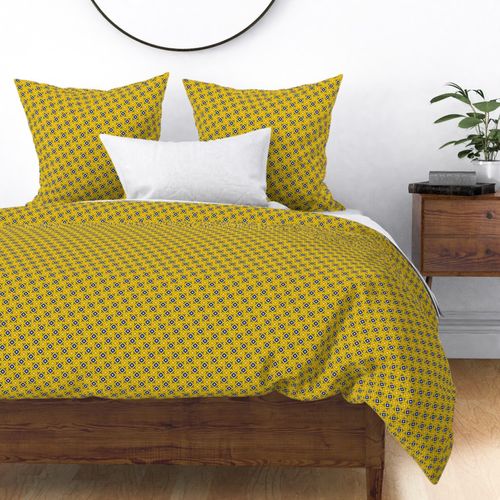 Geometric Navy And Gold Colorful Diamond Checkerboard