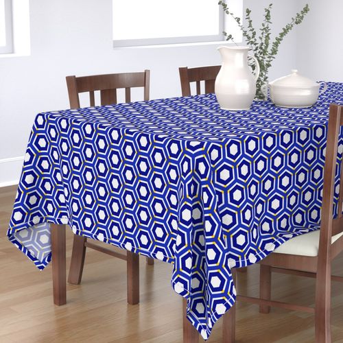 Geometric Navy And Gold Colorful Honeycomb Hexagons