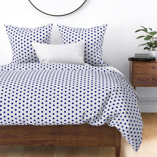 Geometric Navy And Gold Phthalo Blue Six Pointed Stars On Bright Gray