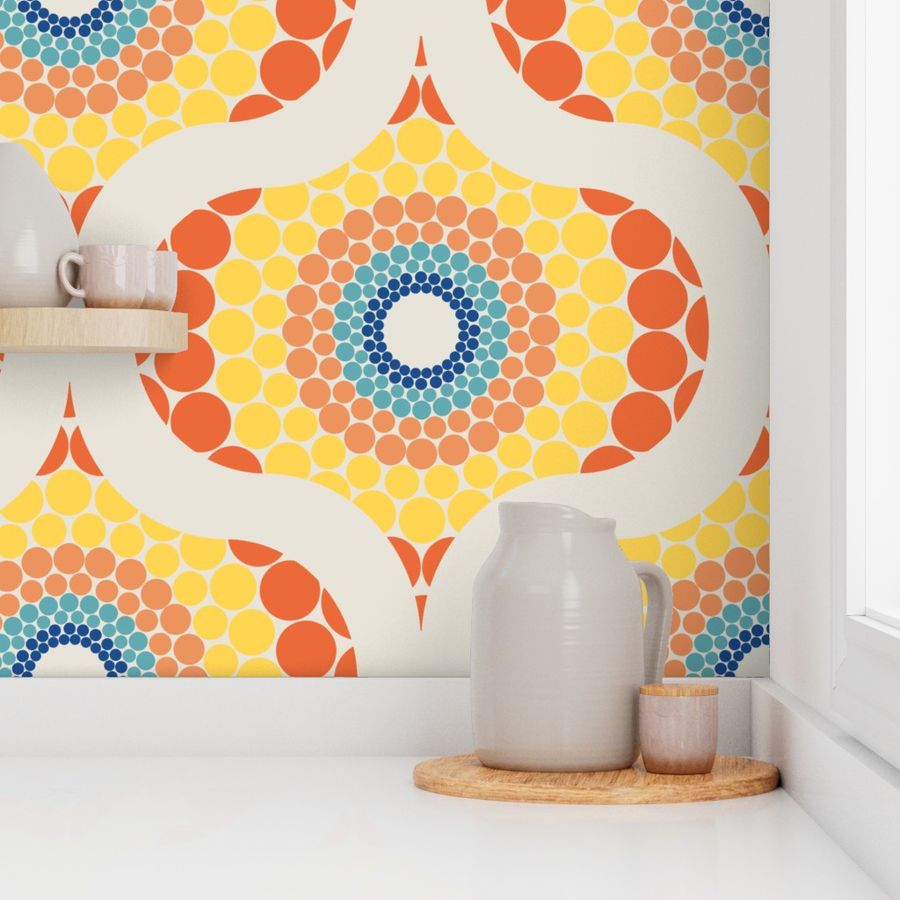 Large Radiant Aegean Summer Retro Ogee Mandala