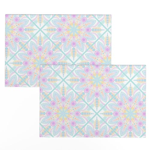 Medium Pastel Rainbow Ice Cream Sundae Diamond Tile Mandala