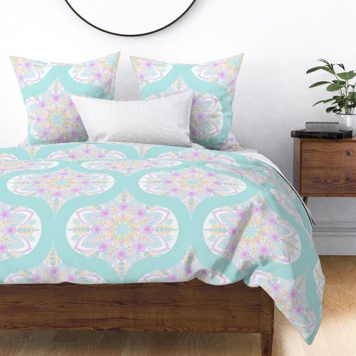 Large Pastel Rainbow Ice Cream Sundae Retro Ogee Mandala