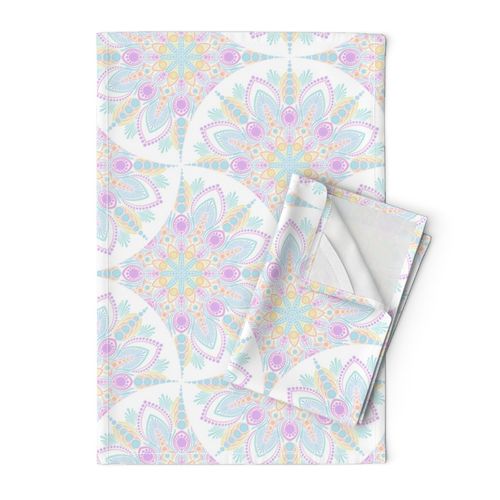 Large Pastel Rainbow Ice Cream Sundae Art Deco Fans Mandala