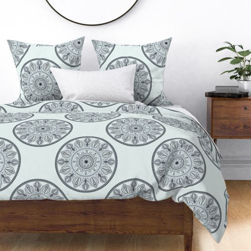 Large Floral Harmony Silver Smoke Polka Dot Mandala
