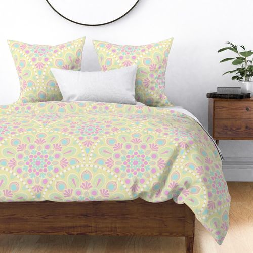 Large Pastel Rainbow Rosette Serenity Art Deco Mandala