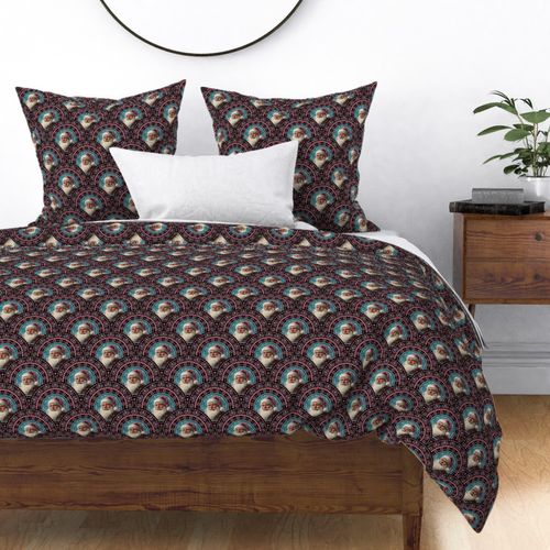 Small Retro Santa Dot Mandala Art Deco Scallops
