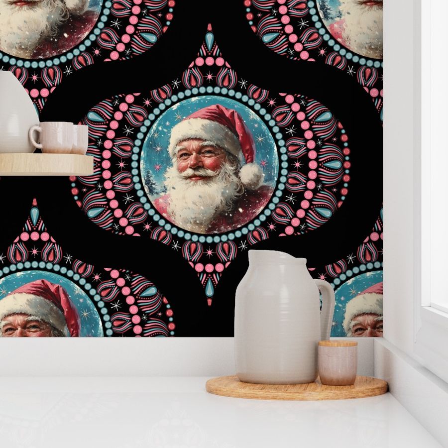 Large Retro Santa Dot Mandala Mid Mod Ogee
