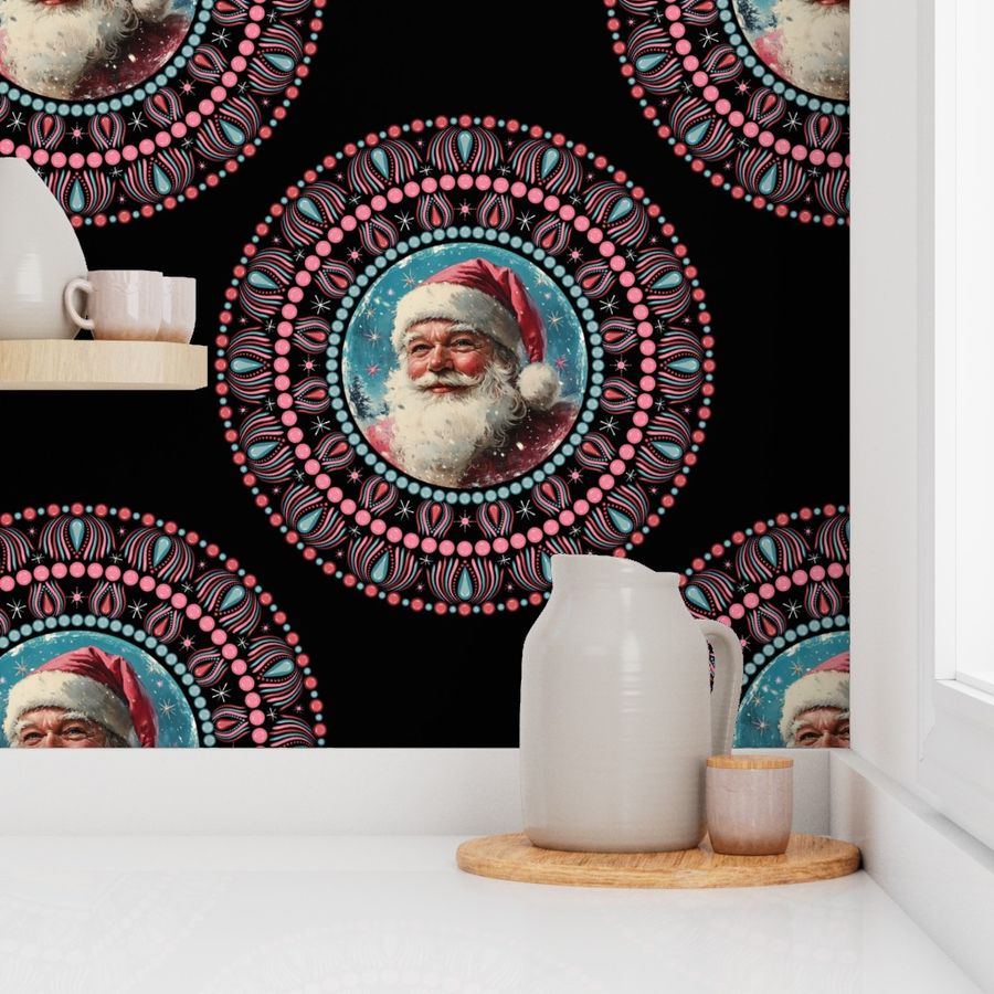 Large Retro Santa Polka Dot Mandala