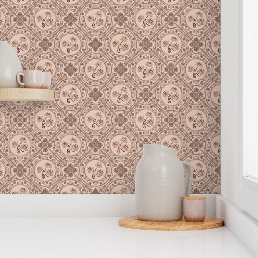 Small Mocha Rococo Revival Pantone Relaxed Elegance Diamond Tile