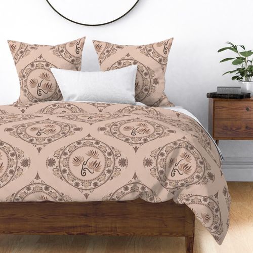 Large Mocha Rococo Revival Pantone Relaxed Elegance Ogee Damask
