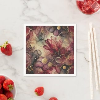 Autumn Harvest Wine Alcohol Ink Decoupage Paper Napkins