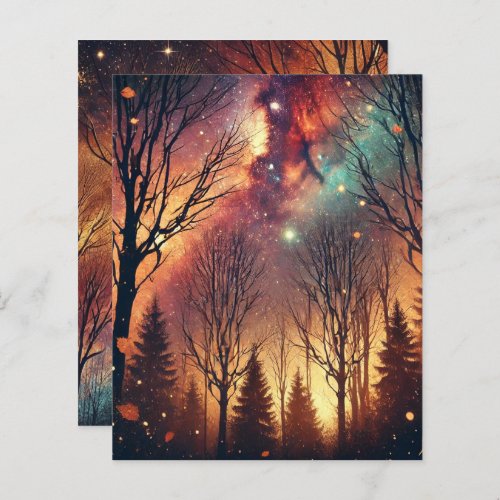 Autumnal Galaxy Twilight Forest Scrapbook Paper