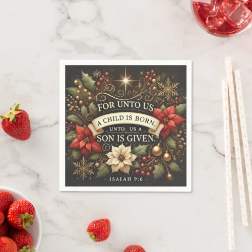 Biblical For Unto Us A Child Is Born Decoupage Napkins