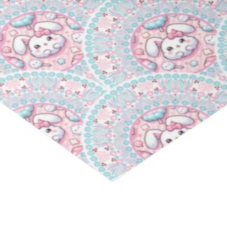 Cotton Candy Kawaii Bunny Mandala Art Deco Scallop Tissue Paper