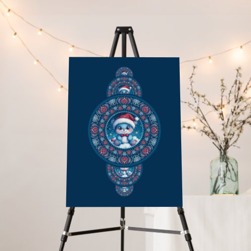 Custom Holiday Kawaii Bear Ornamental Mandala Wall Foam Board