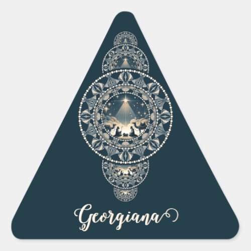 Custom Name Holy Star of Wonder Ornamental Mandala Triangle Sticker