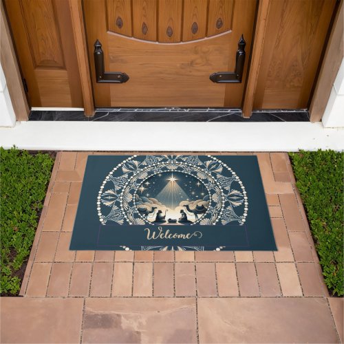 Custom Name Star of Wonder Nativity Dot Mandala Doormat