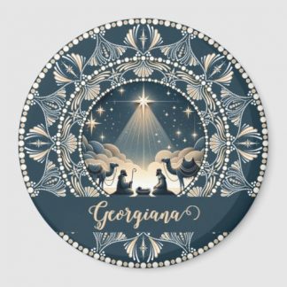 Custom Name Star of Wonder Nativity Dot Mandala Magnet
